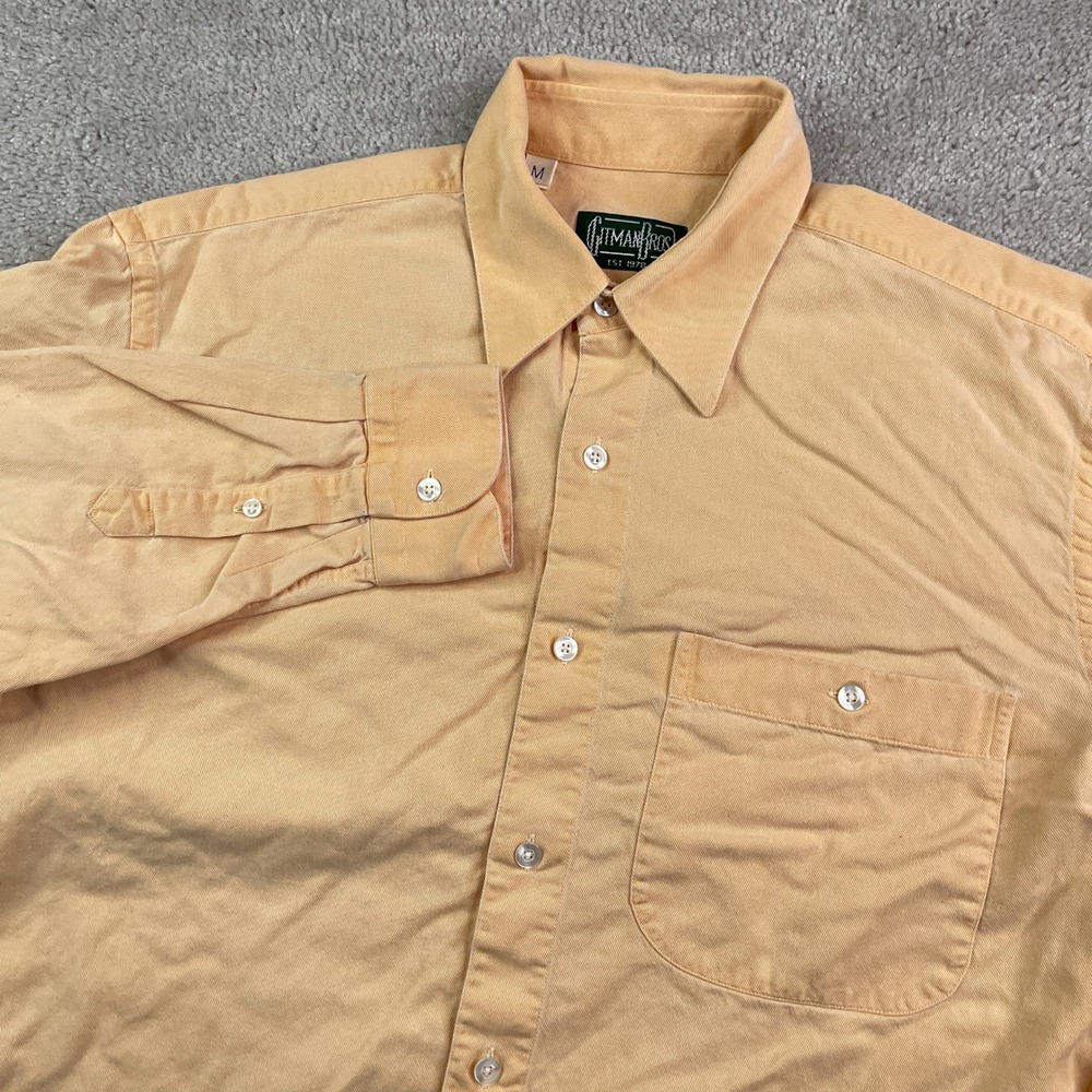 Gitman Bros Vintage Shirt Mens Medium Orange Button Up Cotton Lyocell Italy